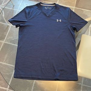 Under Armour, S, loose cut, v neck, earthy blue, heat gear, quick dry. BNWOT.